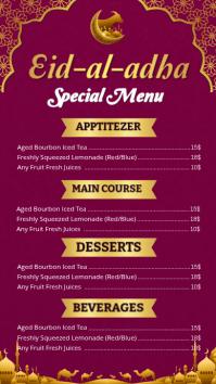 Lyserød Eid-al-Adha Menu Digitalt display Template