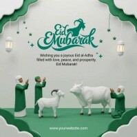 Szary Eid al-Adha Greetings โพสต์บน Instagram Template
