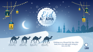 Blue Eid al-Adha Celebration Post sa Twitter Template