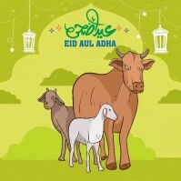 Yellow eid al adha Mubarak Publicación de Instagram Template