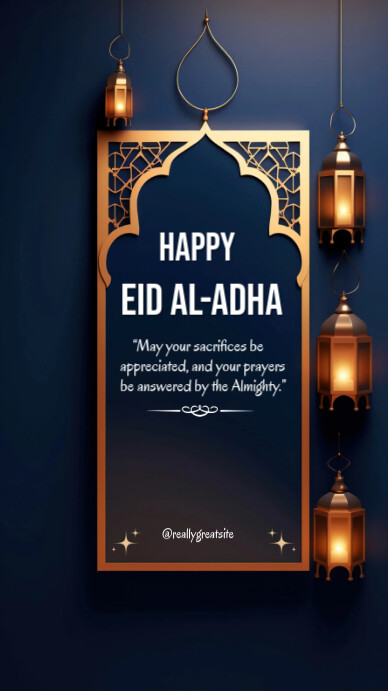 Eid al-Adha Mubarak template 2025 História do Instagram