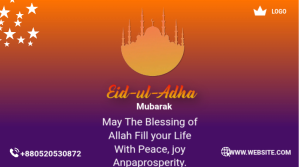 Purple eid al adha mubarak Twitter post Twitter Plasing Template