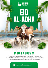White Eid al-Adha Celebration A4 Template