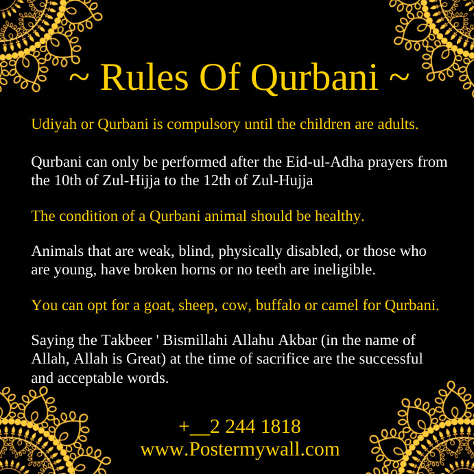 Modeles De Regles Eid Al Adha De Qurbani Postermywall