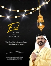 Eid Al Fitr message short video Flyer (Letter pang-US) template