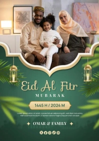 Eid Al Fitr Mubarak Greeting Card A4 template