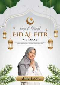 Eid Al Fitr Mubarak Greeting Poster A4 template