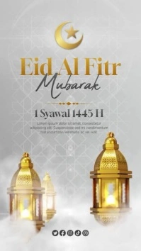 Eid Al Fitr Mubarak Greeting Poster Template Digitale Vertoning (9:16)