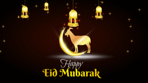 黑色 Eid Mubarak Celebration Twitter Plasing Template