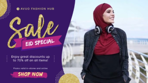 Purple Eid Sale Promotion Видеообложка профиля Facebook Template