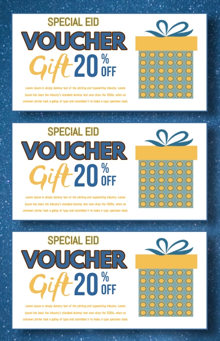 Eid gift voucher template. Tabloid