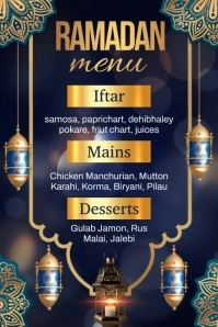 eid menu, ramadan menu Poster template