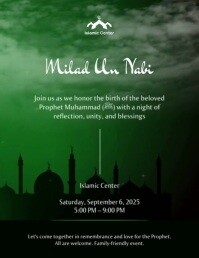Eid Milad un Nabi Green Poster Flyer (US Letter) template