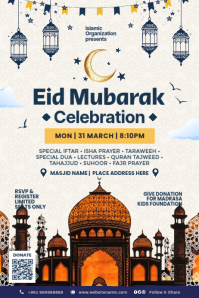 Weiß Eid Celebration Event Plakkaat Template