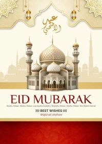 Eid Mubarak eid al adha greeting cards flyers A4 template