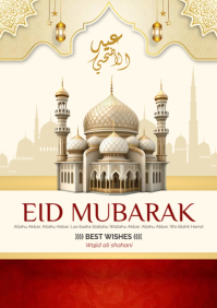 Eid Mubarak eid al adha greeting cards flyers A4 template
