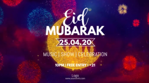 紫色 Eid Mubarak Event Ikhava Yevidiyo ye-Facebook Template