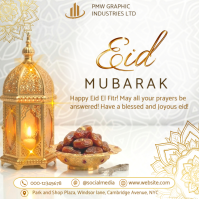 Eid Mubarak greeting card template design Instagram Post