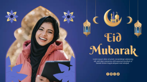 Eid Mubarak Greeting Poster Digitalt display (16:9) template