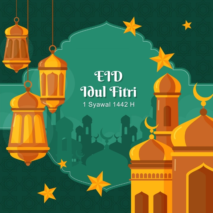 Eid Mubarak Hari Raya Idul Fitri 2021 Publicação no Instagram template