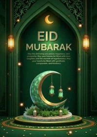 Eid mubarak video card A4 template