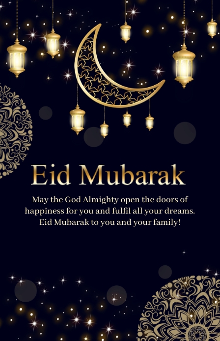 Eid mubarak wish card template (3) Szeroki pół strony