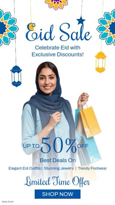 Eid Sale Story With a Person Holding Bags Instagram 快拍 template