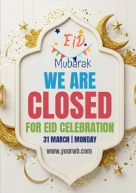 Eid ul-Fitr closure flyer template A4