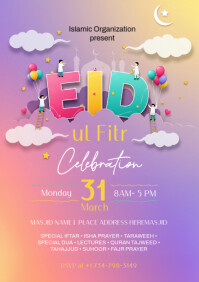 Red Eid ul Fitr Celebration A4 Template