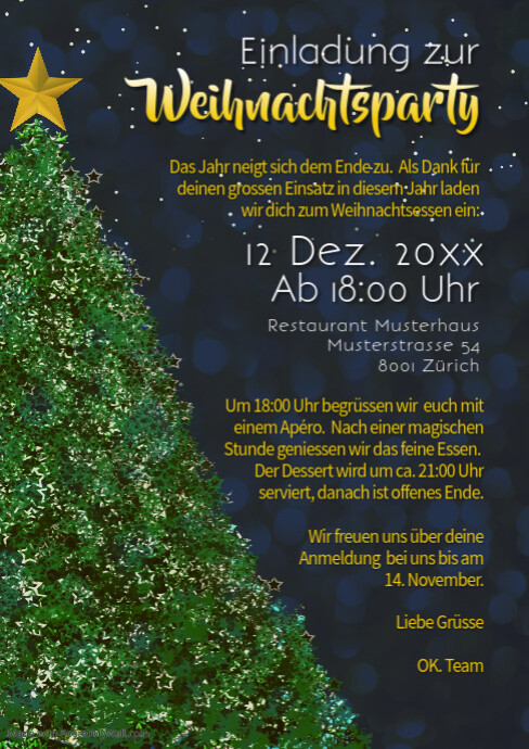 Einladung Weihnachtsfeier Mitarbeiterfest Employee Party Christmas Events Template Postermywall