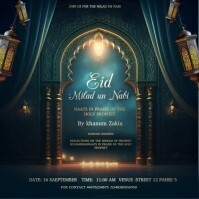Zwart Milad un Nabi Celebration Instagram Plasing Template