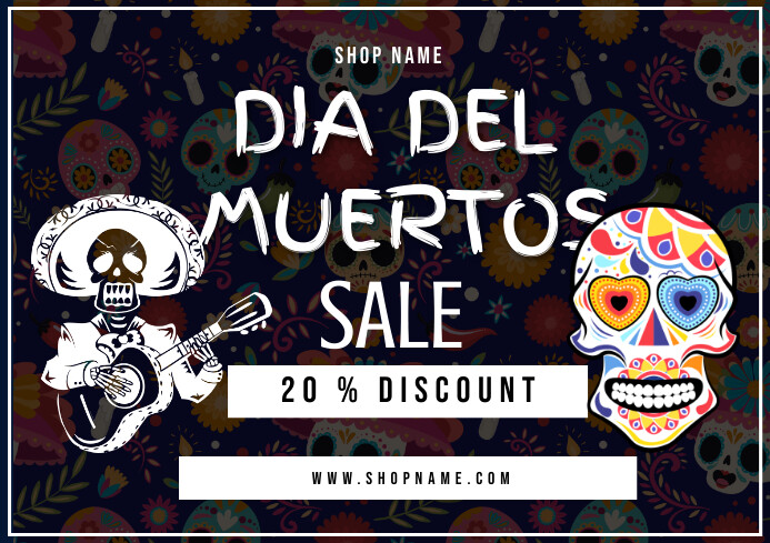 el Día de los Muertos flyer A3 template
