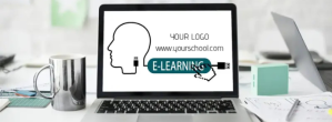 白色 E-Learning Promotion Facebook Cover Photo Template