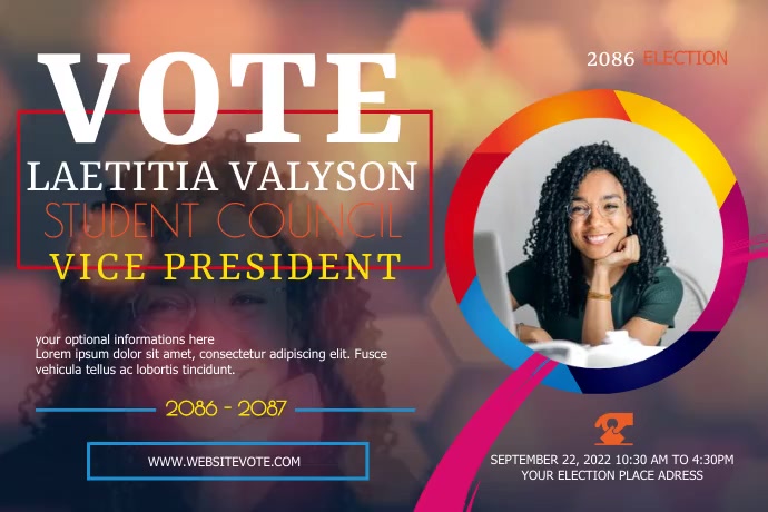 Election Campaign poster, school election vid template