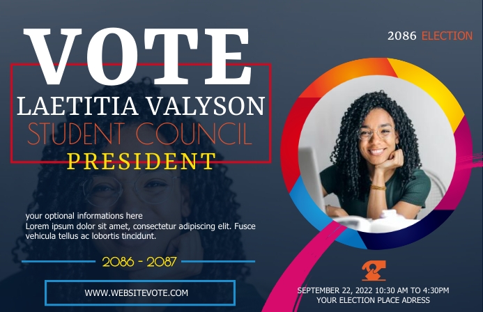 Vo Templete Election Campaign Twitter tabloïd, school vo Template | PosterMyWall
