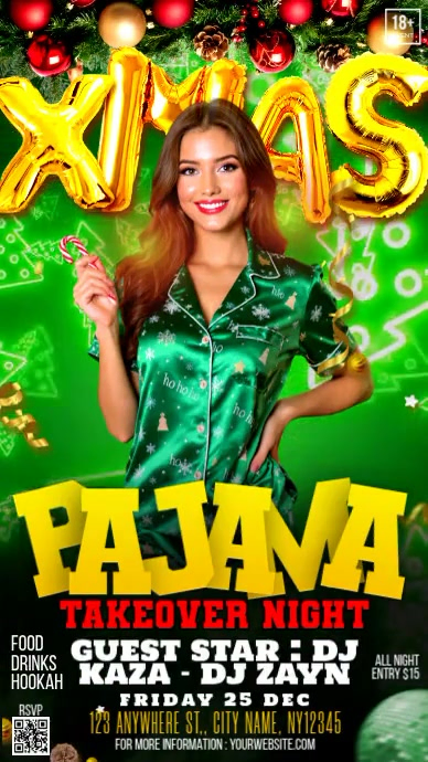 Electric Christmas Pajama Party Bash Historia de Instagram template