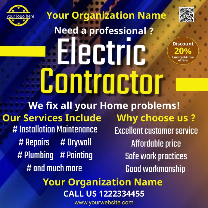 Electric Contractor Service Template | PosterMyWall