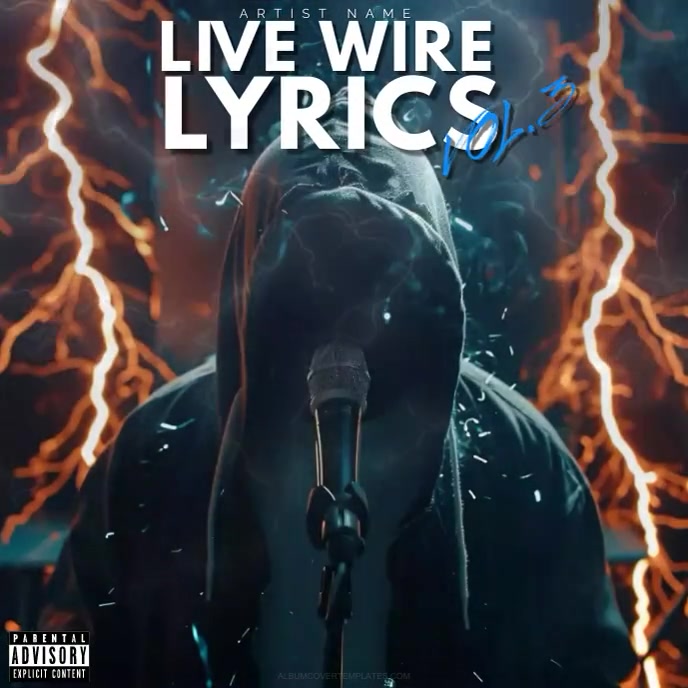 electric microphone hoodie rap Album Cover (3 template