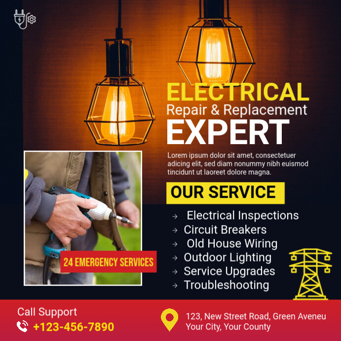 Electrical Repair Services Social Media Post Template | PosterMyWall