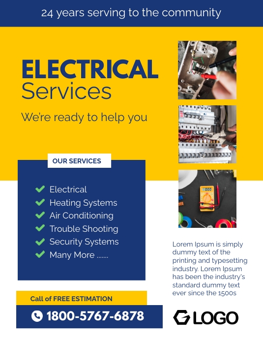 Electrical Service Flyer Poster Template | PosterMyWall