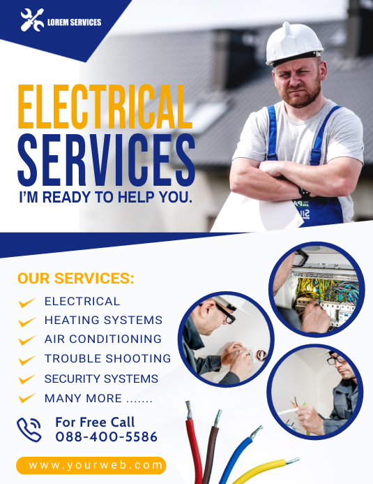 Electrical Service Flyer Poster Temp Volante (Carta US) template