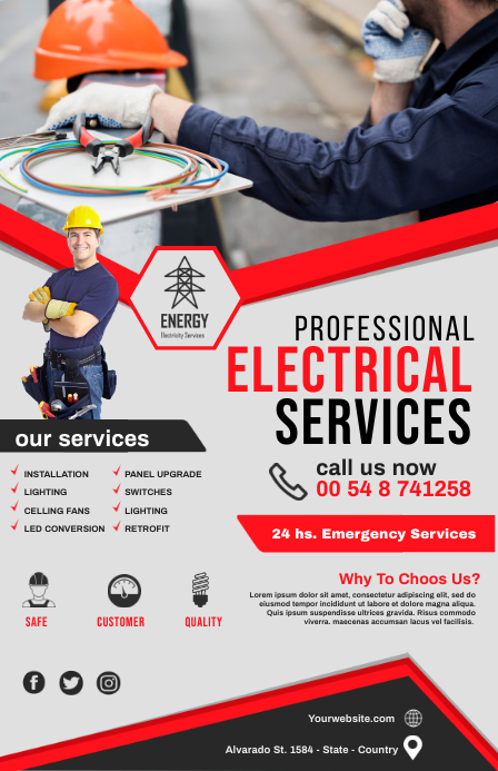 electrical service flyer template | PosterMyWall