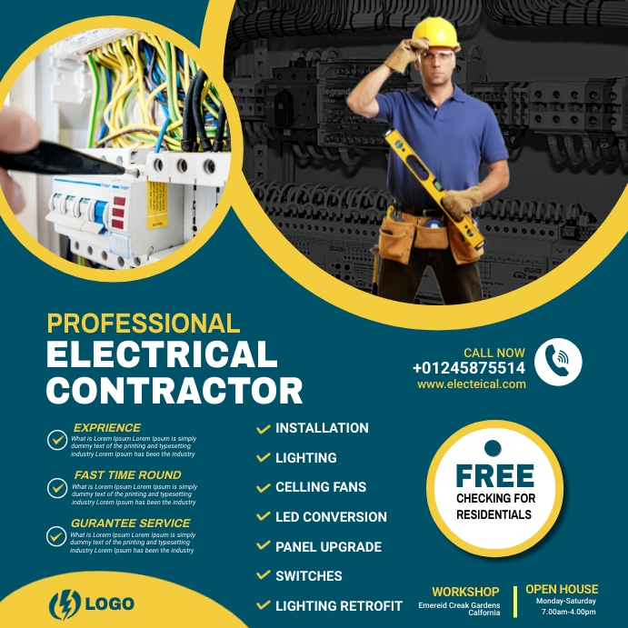 electrical service flyer template Message Instagram