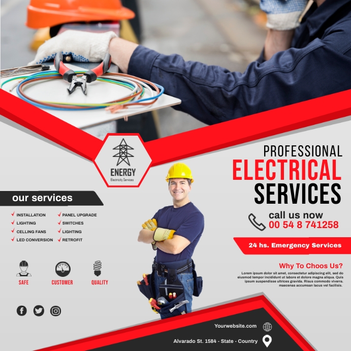 electrical service flyer template | PosterMyWall
