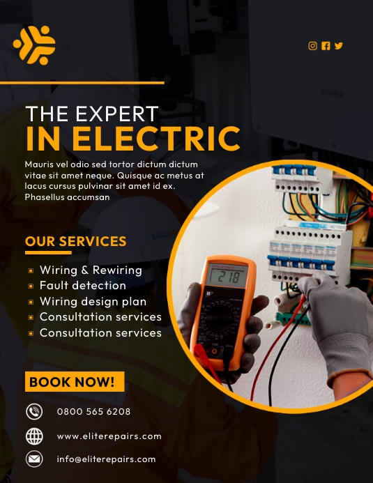 Electrical services flyer Template | PosterMyWall