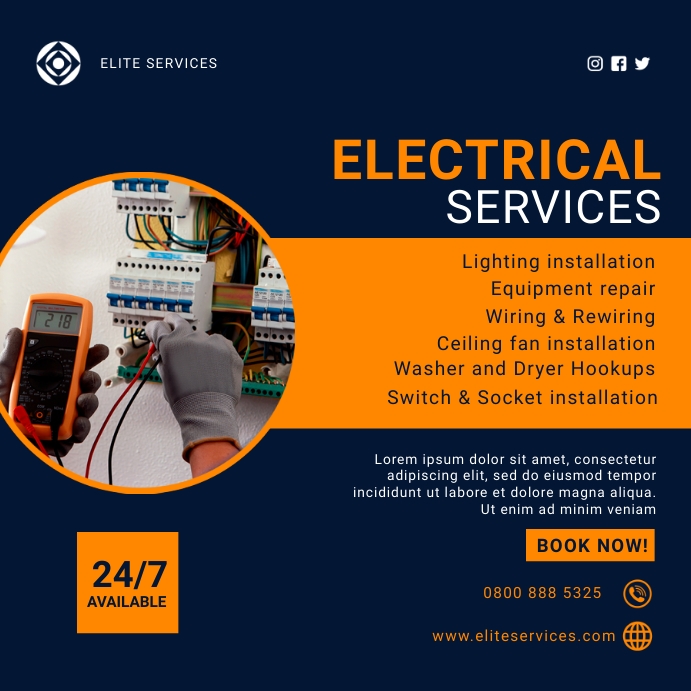 Electrical services flyers Template | PosterMyWall