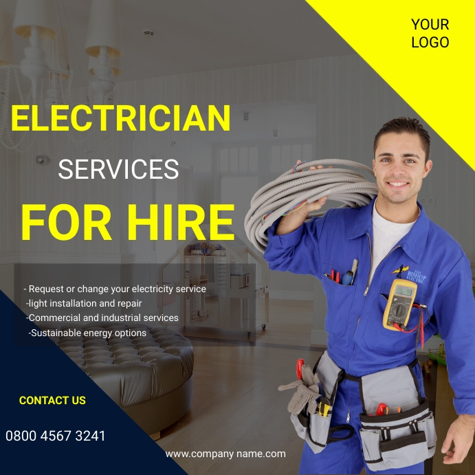 Electrician flyer โพสต์บน Instagram template