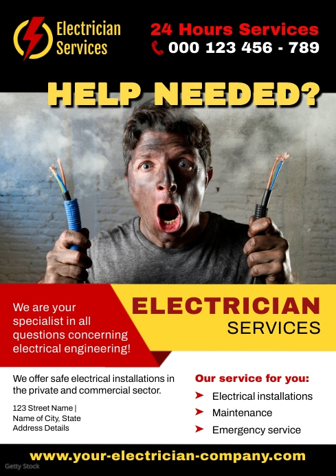 ELECTRICIAN Flyer Poster Template | PosterMyWall