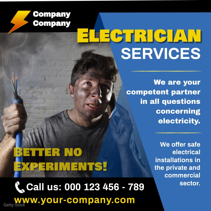 ELECTRICIAN Instagram Template | PosterMyWall