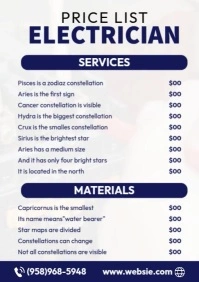 Electrician Price List A4 template